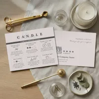 Elegant Neutral Taupe Candle Care Instruction Note Card