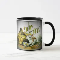 Vintage Easter White Rabbit & Baby Chicks, ZSSG Mug