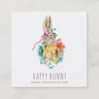 *~* Baby Bunny Rabbit Daycare Teacher Nanny Tutor Square Business Card