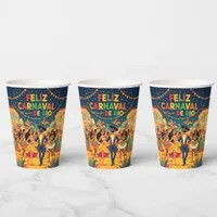 Feliz Carnaval de Rio Colorful Dancers Celebration Paper Cups
