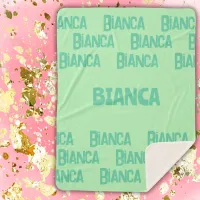 Personalized Girl Name in Green | Sherpa Blanket