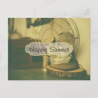 Vintage Style Retro Antique Fan Happy Summer Postcard