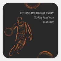 Basketball Champ Bachelor Birthday Party Sports Square Sticker