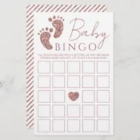 Baby Bingo Rose Gold Glitter Baby Shower Game Card