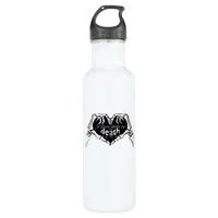 To Death Skeleton Hand Heart Classic Design Stainless Steel Water Bottle
