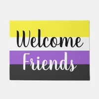 Non-binary flag Welcome Friends Doormat