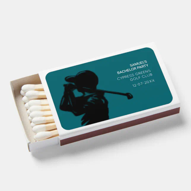 Black golfer Golfing Trip Bachelor Party minimal  Matchboxes