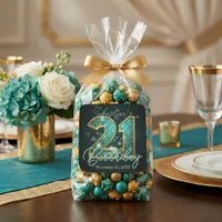 Teal Blue Gold Mosaic Agate 21st Birthday Party Square Sticker