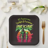 Alien Lovers Glowing Under Sunset Paper Plates