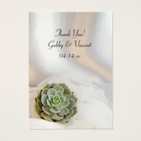 Green Succulent on White Wedding Favor Tags