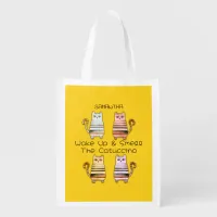 cute cats for cat lovers and coffee lovers grocery bag