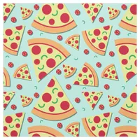 Colorful Pepperoni Pizza Slices Fun Food Pattern Fabric