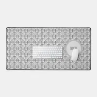 Black and White Geometric Squares Pattern Desk Mat