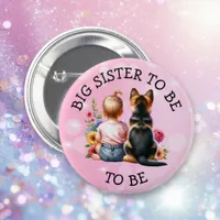 Baby and Puppy Big Sister to be Baby Shower   Button