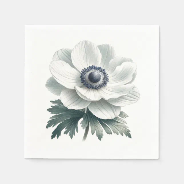 Elegant Anenome Flower Cocktail Napkins