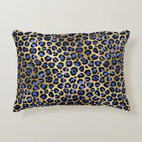 Navy and Gold Cheetah Print Accent Pillow