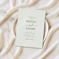Boho Chic Bohemian Sage Green Calligraphy Wedding Invitation