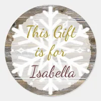 Christmas Gift  Wood Gold Snowflakes Gift Tag