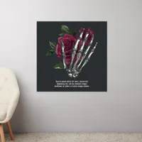 Burgundy Floral Skeleton Hand Gothic Wall Decal