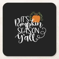 It_s Pumpkin Season Y_all Fitted  Square Paper Coaster