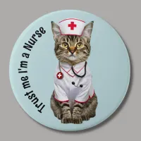 Trust me I'm a nurse, cute cat doctor Button