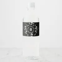 Hockey black and White Themed Kids Birthday Party Water Bottle Label