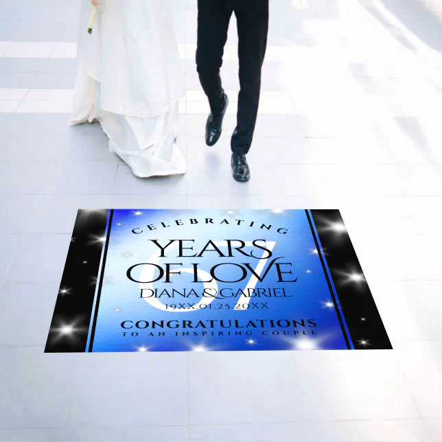 Elegant 67th Star Sapphire Wedding Anniversary Floor Decals