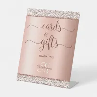 Elegant Rose Gold Calligraphy Wedding Cards Gifts Pedestal Sign