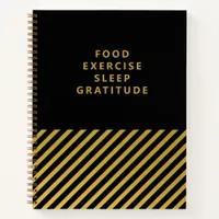 Black Gold Foil Stripes Classy Gratitude Journal