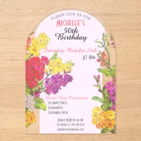 Flourished 50th birthday transparent chic acrylic invitations