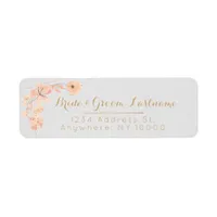 Blush & Blooms Watercolor Floral & Gold Return Label