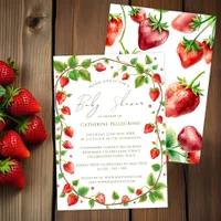 Vibrant Wreath of Strawberries Baby Shower Invitation