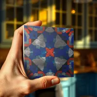 Vivid Red Starburst with Soothing Blue Accents Ceramic Tile