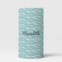 Ocean Waves Summer Sea Elegant Aqua Personalized Pillar Candle