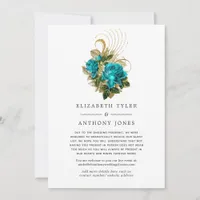 Turquoise & Gold Floral Reduced Wedding Guest List Announcement