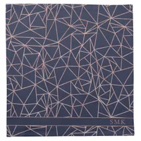 Pink Rose Gold Geometric Polygon on Navy Blue Cloth Napkin