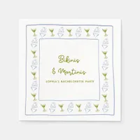 Bikinis & Martinis Blue Olive Bachelorette Party  Napkins