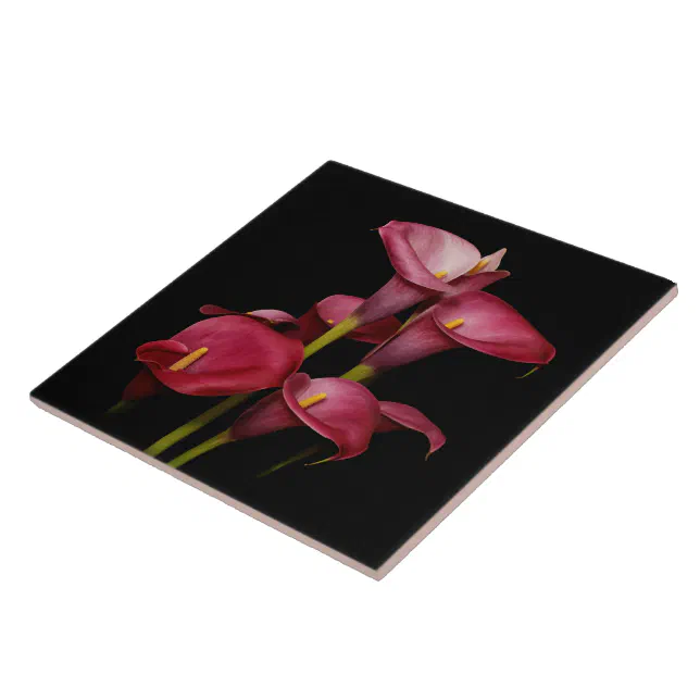 Elegant Purple Calla Lilies Ceramic Tile