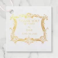 Romantic,Elegant Wedding French Framed  Foil Favor Tags