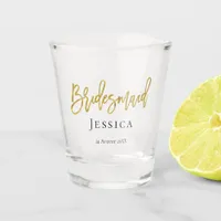 Bridesmaid Gold Script/Name/Wedding Date/Gift Shot Glass