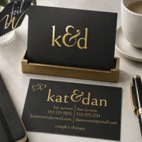 Gold Monogram Couples Counseling Professionals  Foil Business Cards
