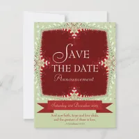 Red + Green Lace Save the Date Invitation
