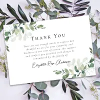 Sympathy Eucalyptus Funeral  Thank You Card