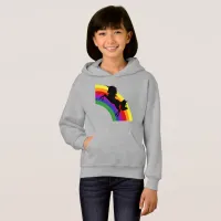 Black Unicorn Silhouette Rainbow  Girls' Hoodie