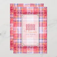 Pink Orange  Purple Plaid Pattern Bridal Shower Invitation