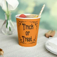 Halloween Pumpkin Orange and Black Trick or Treat  Paper Cups