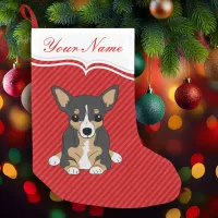 Cute Dog Tricolor Chihuahua Red Stripes Small Christmas Stocking