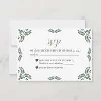 Mexican Talavera Green Floral Minimalist Wedding RSVP Card