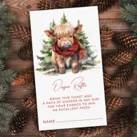 Diaper Raffle Highland Cow Cozy Winter Baby Shower Enclosure Card