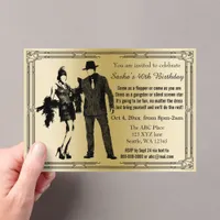 Roaring 20s art deco flapper girl and gangster acrylic invitations